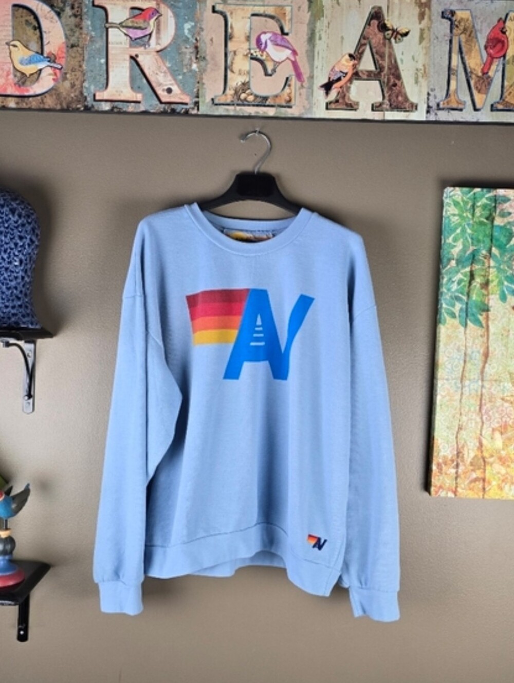 Aviator Nation Relaxed Crewneck Logo Sweatshirt Large